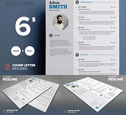 简洁清爽的个人简历indesign模板：Clean Resume - MS Word & Indesign
